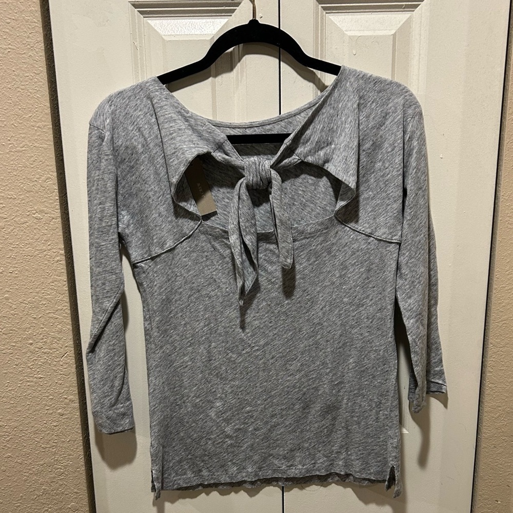 NWT J.Crew Gray Lightweight Cotton Back Tie Tee , size Small